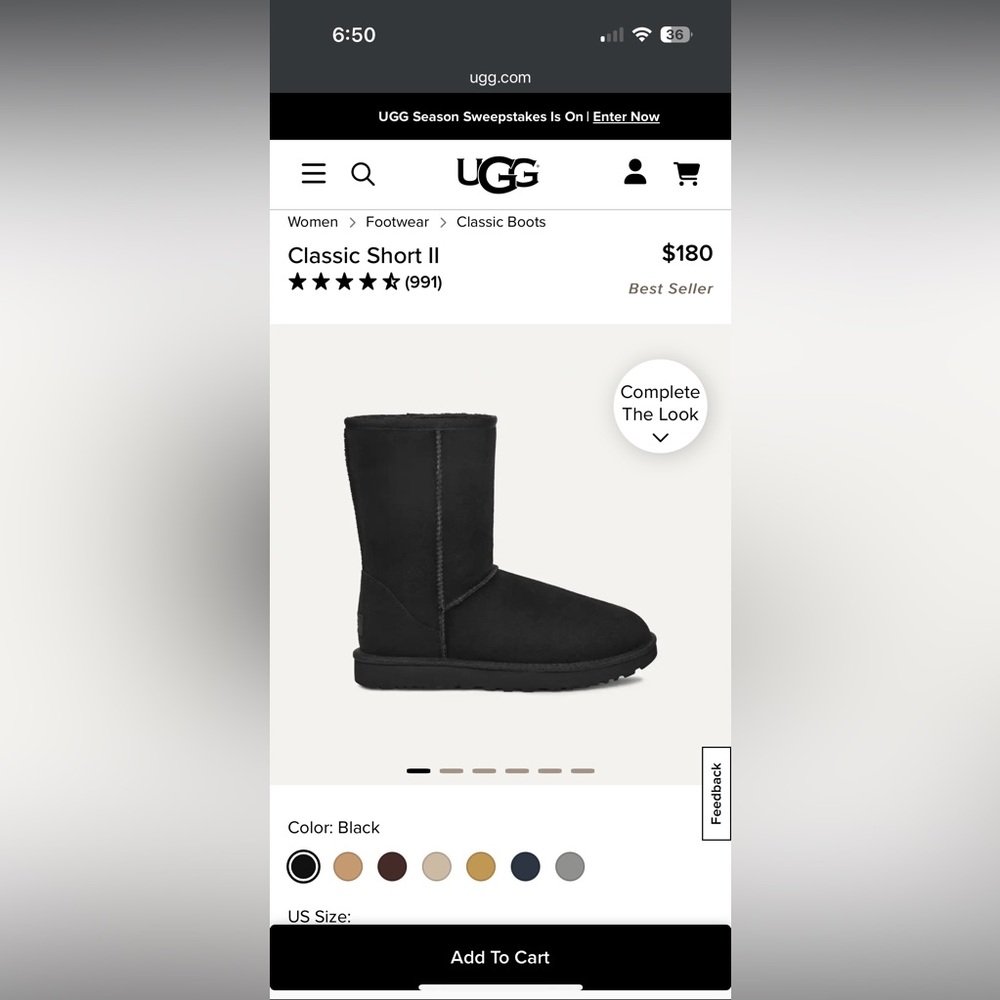 Black Short Uggs size 8